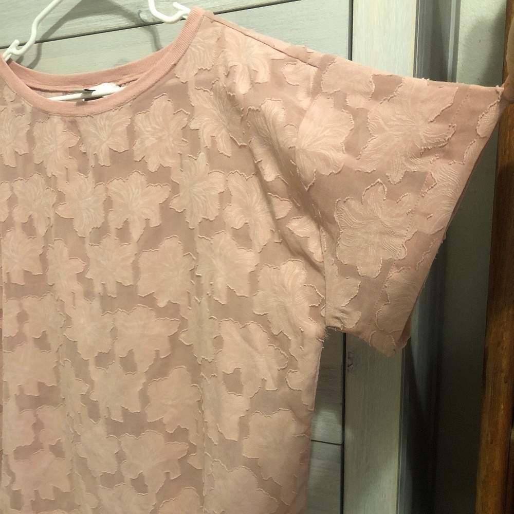 ** Nordstrom Rack ** Pink Floral Sheer Blouse - Picture 3 of 5